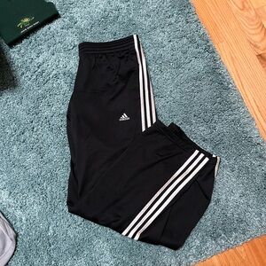 Adidas Black Athletic pants with White Stripes